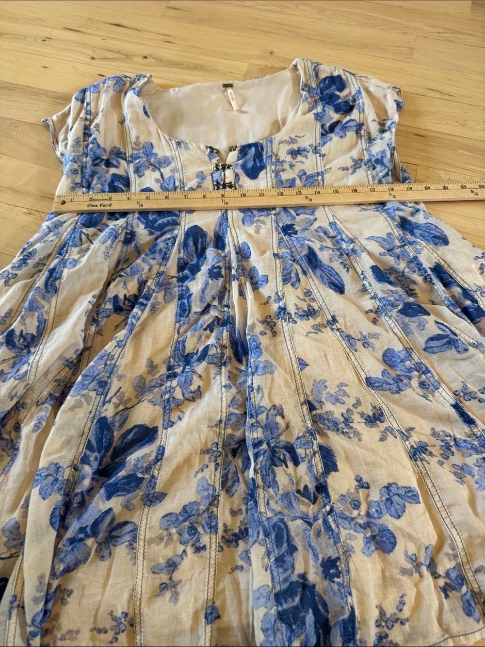 Free People Sully Mini Dress-Floral-Boho-Western-Cotton-Pockets-M - Picture 5 of 8